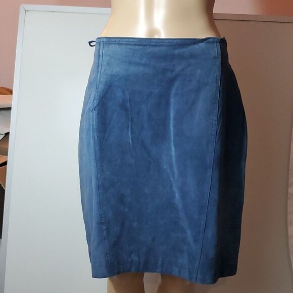 B.T. Limited, Women's Blue Leather Shirt, Size 14, Fully Lined, Like New - Picture 1 of 6